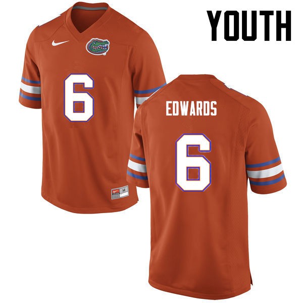 Florida Gators Youth #6 Brian Edwards College Football Jersey Orange